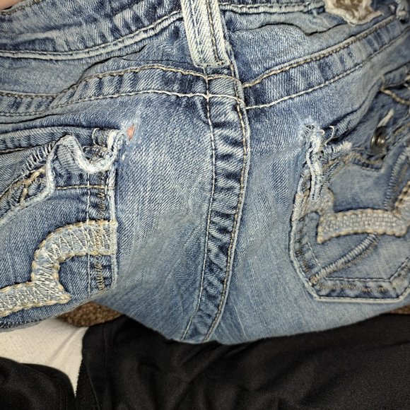💥 Big Star Sweet Ultra-Low Rise Embroidered Flap Pocket Jeans 28R - Picture 7 of 16